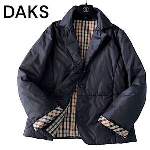 D29◆美品 ダックス DAKS 大きいサイズ 40 L XL 前後 軽量 ハウスチェック 防寒 ライト ダウン フェザー ジャケット アウター 羽織り 秋冬