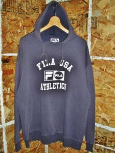 S フィラ FILA スウェットパーカー 紺白 90sビンテージ カナダ製 C358