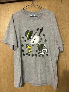 スヌーピー M&O製 90s 半袖Tシャツ SNOOPY PEANUTS ウッドストック クローバー L ヴィンテージ 古着