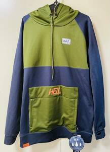 ☆23モデル・即決☆新品☆HELLOID BONDED HOODIE OLIVE オリーブネイビー Lサイズ 撥水パーカー ヘルロイド 耐水撥水大処分51%OFF