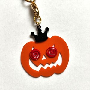 ハロウィン かぼちゃ 黒 ストラップ ★ ハンドメイド