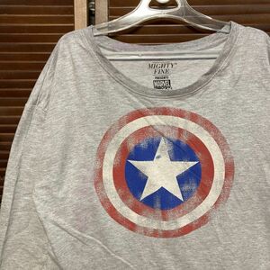 1スタ 再落無し ATEF グレー キャラ 長袖 Tシャツ ロンT マーベル MARVEL キャプテン90s 00s ビンテージ 古着 卸