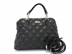 1円 ■極美品■ kate spade ケイトスペード WKRU2652 レザー 2WAY ハンドバッグ ショルダー 斜め掛け 肩掛け ブラック系 FA8373