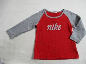 BB623【NIKE】ナイキ　ロゴプリント　長袖　Ｔシャツ　男女児　赤・淡黒　80