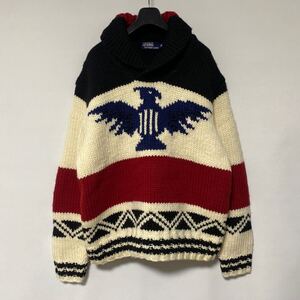 美品 名作 90年代 ポロ ラルフローレン サンダーバード カウチン セーター LL ハンド ニット 肉厚 polo Ralph Lauren vintage ヴィンテージ