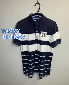 TOMMY HILFIGER トミーヒルフィガーボーダーワンポイントポロシャツ サイズ:SP☆BT-18