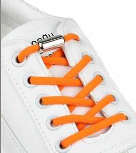 結ばない　ほどけない靴紐　１足分（2個）オレンジ