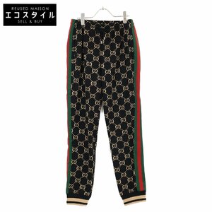 新品同様/国内正規 GUCCI グッチ 695976 XJEEI GGコットンジャージー ジョギングパンツ/ ボトムス M ブラック メンズ