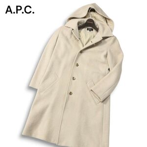 A.P.C. アーペーセー 秋冬★ ウール フーデッド ロング コート Sz.XS メンズ　I4T04093_C#N