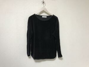 本物グリーンレーベルリラクシングgreen label relaxingコットンベロアボートネック長袖ロンTシャツメンズサーフビジネス黒ブラックS日本製