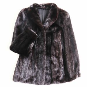 極美品●ROYAL SAGA MINK ロイヤルサガミンク 本毛皮ショートコート ジャケット ダークブラウン（ブラックに近い） 11号 毛質柔らか◎