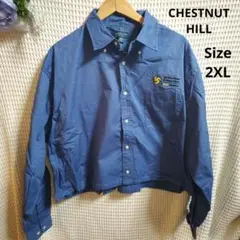 【オシャレ☆CHESTNUT HILL】青　胸　黄色ロゴ　大きめ　サイズ2XL