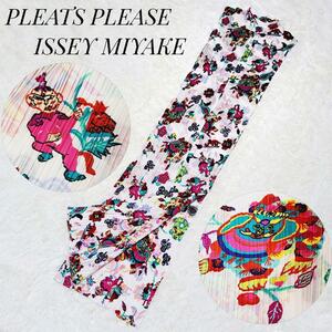 PLEATS PLEASE ISSEY MIYAKE プリーツプリーズ イッセイミヤケ 激レア中国柄 チャイナドレス ロングワンピース 3 花柄 総柄 ドラゴン L