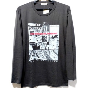 特価/未使用【サイズ=4L(3XL)】フォトプリント/メンズ/長袖/Tシャツ/胸囲=110～118cm/charcoal