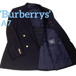 1円～【大きいサイズ】"Burberrys"バーバリー　鋳物金ボタン　ダブル紺ブレ　A7サイズ