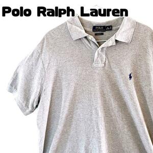 POLO RALPH LAUREN ラルフローレン ポロシャツ メンズ XL ワンポイント刺繍 ゆるだぼシルエット 半袖ポロシャツ 半袖 シャツ グレー 古着