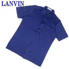 LANVIN ランバン コットン100％半袖ボタンシャツ ネイビー２ C310