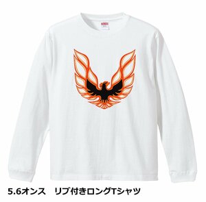 ファイヤーバード FB7 橙 ロングTシャツ ロンT リブ付き 白 (S/M/L/XL) 長袖 ポンティアック トランザム アメ車