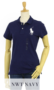 新品 アウトレット b804 レディースS ビッグポニー スキニーフィット 無地ポロシャツ 紺 NAVY polo ralph lauren ポロ ラルフ ローレン