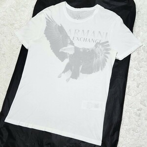 未使用級!! [漂う高級感] ARMANI EXCHANGE ビッグロゴ Tシャツ アルマーニ エクスチェンジ 高級感 通気性 ストレッチ L相当 イーグル ロゴ