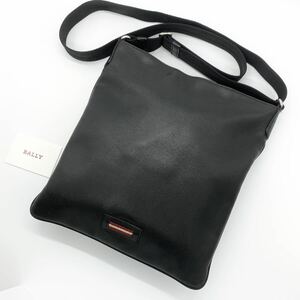 1円【現行・美品】BALLY バリー ショルダーバッグ サコッシュ メッセンジャー トレスポ レザー ブラック シボ革 ビジネス 斜め掛け メンズ