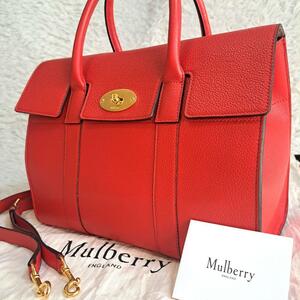 【未使用級定価16万!!】Mulberry マルベリー 新型 スモールベイズウォーター フィエリーレッド 2WAY ショルダーバッグ 赤 A4◎ PC◎