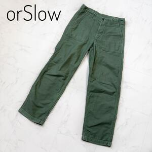 orSlow ワークパンツ ファーティングパンツ　M ベイカーパンツ　カーキ　タンフライ ウエスト調整ベルト カーキ　ベルトループ　