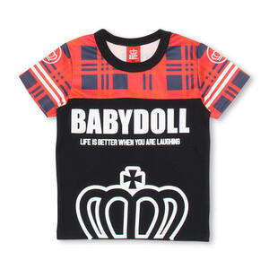 ベビド☆メッシュ生地　チェック切替Tシャツ　130　赤ｘ黒☆ベビードールBABYDOLL 新品タグ付 未使用　スポーツ　