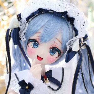 【シンティランテ】DDH-01 カスタムヘッド開口 セミホワイト(難有り) + 碁石アイ2種　MDD ドール 