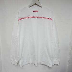 【1円】良好 Supreme 国内正規 24AW 24FW Intarsia Stripe L/S Top ロゴインターシャストライプ 長袖Tシャツ Tee White ホワイト 白 M