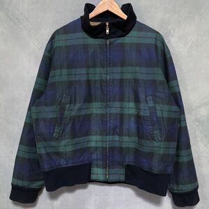 希少 USA製 POLO RALPH LAUREN ポロラルフローレン オイルドコットン スタンドリブ ブルゾン ジャケット size.L チェック ブラックウォッチ