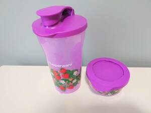 Tupperware イルミナタンブラー&デザートカップ 2コセット タッパーウェア 苺柄 ピクニック