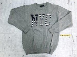 RAGE BLUE レイジブルー メンズ NYC コットン ニット セーター プルオーバー グレー L