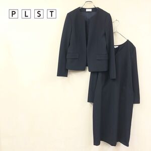 1F1153-K◆良品 PLST プラステ アンサンブルスーツ◆sizeM ネイビー ジャケット&長袖ワンピース フォーマル オケージョン レディース