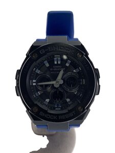 CASIO◆ソーラー腕時計・G-SHOCK/デジアナ/SLV/BLU