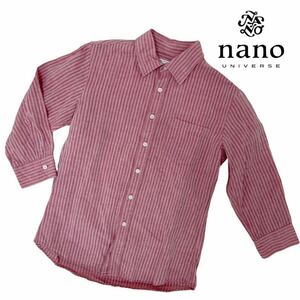 b316 nano・universe ナノユニバース FRENCH LINEN 七分袖ほど シャツ 羽織り トップス フロントボタン 綿70% 麻30% ピンク系 メンズ S