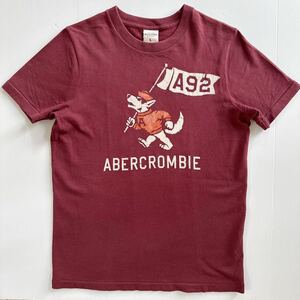 アバクロ Tシャツ ユースL(女M男XS相当) エンジ フロッキー LAにて購入 中古 スクール ビンテージ vintage Abercrombie & Fitch old school