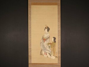 【模写】【伝来】sh8039〈吉村孝文〉美人画 西王母図 円山派 江戸時代後期 中国画