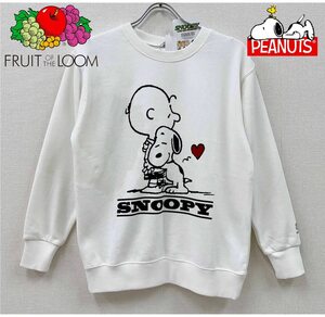 新品 L ★ フルーツオブザルーム レディース スヌーピー 長袖 トレーナー ホワイト スウェット Fruit of the Loom FOTL チャーリー SNOOPY