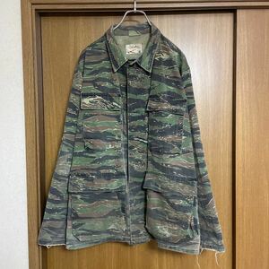 雰囲気抜群 80s 90s カベラス タイガーカモ BDU シャツジャケット 民間 タイガーストライプ ミリタリージャケット 迷彩 MEDIUM-REGULAR