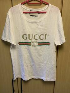 正規 GUCCI グッチ シェリーライン ロゴ クルーネック Tシャツ 白 XS 440103 X3F05