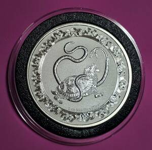 1 Oz 999 Fine Silver 1オンス銀貨　発行数1万枚　Dragon Head Turtle Snake Reverse プルーフラウンド 2021