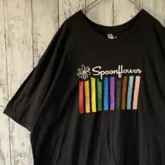 アメリカ古着　アメリカンアパレル　カラフル　バックプリントTシャツブラック2XL