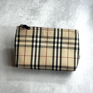 BURBERRY バーバリー ノバチェックミニバッグ ポーチ 小物入れ ファブリック 布地 ベージュ ブラック ホワイト レッド シルバー NOVA CHECK