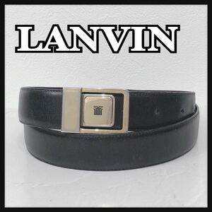 ☆LANVIN☆ ランバン ベルト レザーベルト バックルベルト ブラック 黒 レザー ゴールド メンズ 男性 紳士 フォーマル スーツ 送料無料