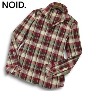 NOID. ノーアイディー 秋冬★ フランネル チェック シャツ 長袖 コットン100% Sz.2 メンズ　A4T11623_B#B