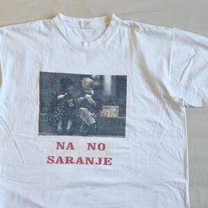 90s NA NO SARANJE フォトプリントTシャツ USA製 XL ビンテージ ホワイト アート ムービー 80s