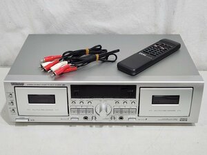 [現状品] TEAC ダブルカセットデッキ W-865R シルバー リモコン付き 難有り 要メンテナンス