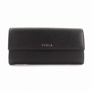 フルラ FURLA 長財布 フラップ ロゴ レザー 黒 ブラック 紫 /AI ■SM3 レディース