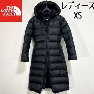 美品希少 ノースフェイス ロングダウンコート レディースXS 黒 グースダウン THE NORTH FACE 軽量極暖 ヌプシ バルトロライト モッズコート